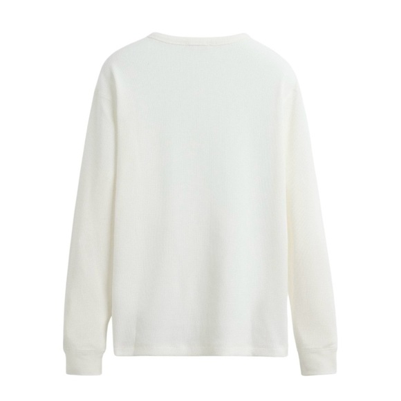 Zara Men’s White Long Sleeve Henley Shirt Waffle Knit Size Large NEW WITH TAG - Picture 3 of 12